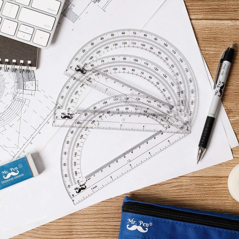 Mr. Pen- Plastic Protractor, 3 Pack, 6 Inch, Clear Protractors