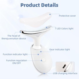Gesichtsmassagegerät, Gesichts-Rotlicht-Therapie, 3 Modi 45°C Anti-Falten-Gesichtsmassagegerät für Hautstraffung und Halsstraffung,7 Farbige LED-Modi, EMS-Therapie-Massage-Heizgerät