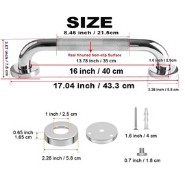 Stainless Steel Grab Bar, 2 Pack, Bathroom Stair Handles, Shower Door Handles, Bathtub Handles, Toilet Seat Handles (Chrome, 16")