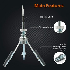 8milelake Engine Cylinder Hone Deglazer 2 inches-6-1/2 inches Adjustable 3 inches Blade with 220 Grit Stones Piston Cylinder Hone