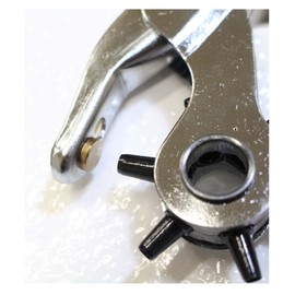 ARTIST'S BEST 8" Revolving Leather Punch Tool | 6 Sizes for Precise Hole Crafting | Nickel-Plated with Steel Structure | Comfortable Grip and Brass Anvil | Ideal for Belts, Straps, and Leather Crafts