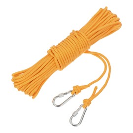 MECCANIXITY Hollow Braided Polypropylene Anchor Rope with Hook, 1/4 Inch 66ft Nylon Floating Line for Marine Pool Life Boat Anchor Rope, Yellow