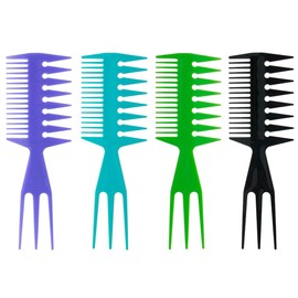 Pack of 4 Wide Comb, Double Sided Wide Coarse Tooth Comb, 3-in-1 Plastic Combs Detangling Wide Tooth Comb, Antistatic Retro Wide Tooth Comb Hair Comb for Curly Wet Long Hair