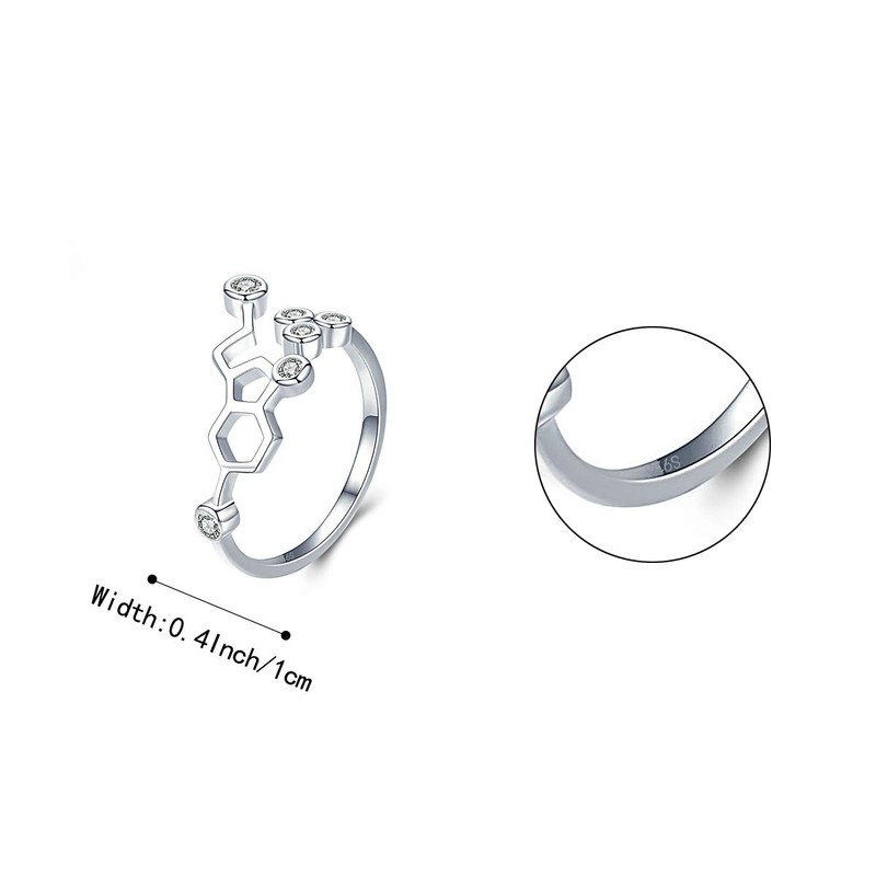 Clearine 925 Sterling Silver Statement Ring for Women Crystal Happy