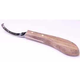 Zikimed Deluxe Hoof Knife 10 mm x 2.75" Stainless Steel Blade, Wooden Handle 8.5" Overall Length Left Hand