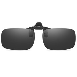 Uacllcau Clip-on Sunglasses, Polarized - UV Protection, Flip-up Type, Prescription Sunglasses, Ultra Lightweight, Men's, Women's, Sports, Driving, Sunglasses, Over Glasses, Black