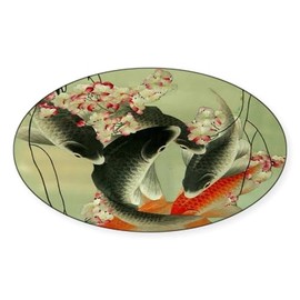 CafePress Zen Japanese Koi Fish Sticker Oval Car Bumper Sticker