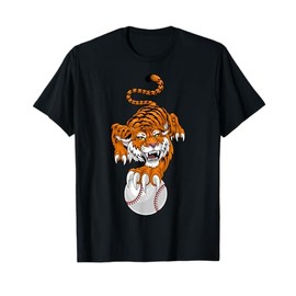 Tiger Baseball Ball Animal Cartoon Character T-Shirt
