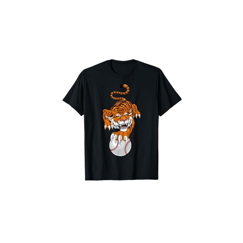 Tiger Baseball Ball Animal Cartoon Character T-Shirt