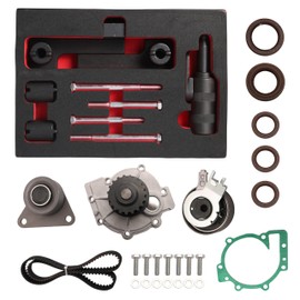 Engine Timing Belt Water Pump Kit + Camshaft Timing Locking Tool Kit Fits for 3887615 Engine, Fits for Volvo C70 S40 S60 S70 S80 V40 V70 XC70 XC90 1.9L/2.3L/2.4L/2.5L, #30751700 30638277 9995452