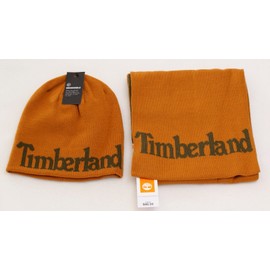 Timberland Brown Knit Scarf & Reversible Beanie Men's One Size New in Box