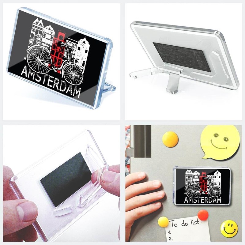 Classic Rectangle Magnet with Stand - Amsterdam Netherlands Holland Travel