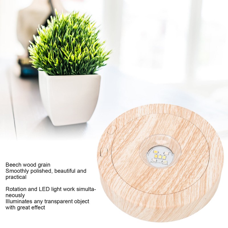 Wood Light Display Base 360 Degree Rotation Beech Grain Colorful
