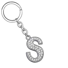 A B C D E F G H I J K L M N O P Q R S T U V W X Y Z Letter Keyring Keychain for Women Girl Family Best Friend Silver Crystal Jewellery (S)