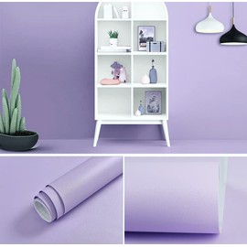 118"x17.7" Purple Wallpaper Solid Color Peel and Stick Wallpaper Purple Contact Paper Solid Color Self-Adhesive Removable Wallpaper for Wall Furniture Cabinet Covering Vinyl Rolls