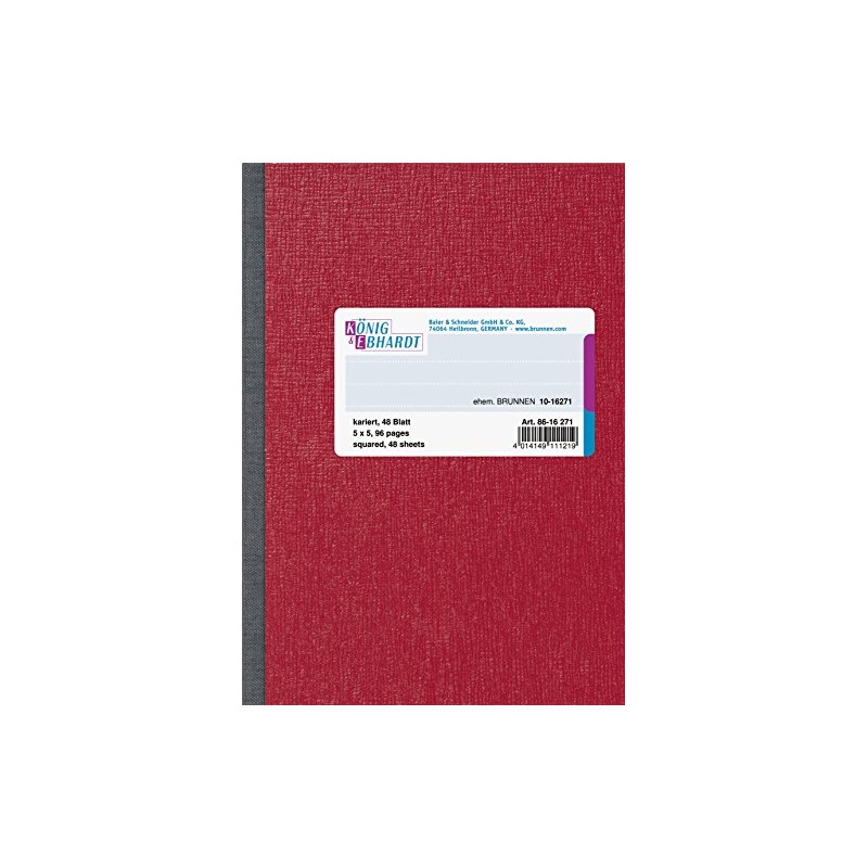König & Ebhardt 8616271 Notebook, A6, Chequered, Red