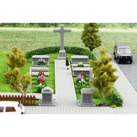 Overdrive-Racing Cemetery Gravestones Pack of 19 Graves Crosses Church Track H0 TT N 1:87 1:120 1:160, Size/Scale: H0-1/87