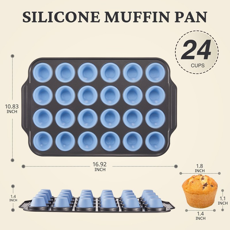 BRONYPRO Silicone Mini Muffin Pan with Metal Frame, Egg Bite