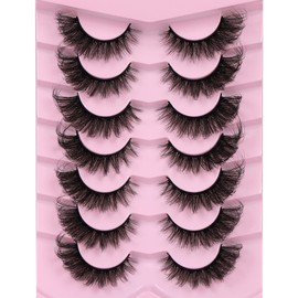 False Eyelashes Mink Lashes Fluffy Wispy Cat Eye Lashes Strip 20MM 8D Dramatic False Lashes Pack 7 Pairs Fake Eyelashes by Ruairie