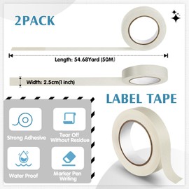 Motipuns Console Labeling Tape 1" x 54.7 Yds/Roll Writable Flatback Paper White Tape Removable Artist Console Adhesive for Light Control Board, DJ Mixing Board, Audio Mixer (2 Pcs)