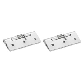 sourcing map 2Pcs Spring Hinge, 3" Length 304 Stainless Steel Spring Loaded Hinges, Self-Closing Cabinet Hinges for Left and Right Hand Doors Cabinet Closet DIY Hardware, Silver (Exterior)