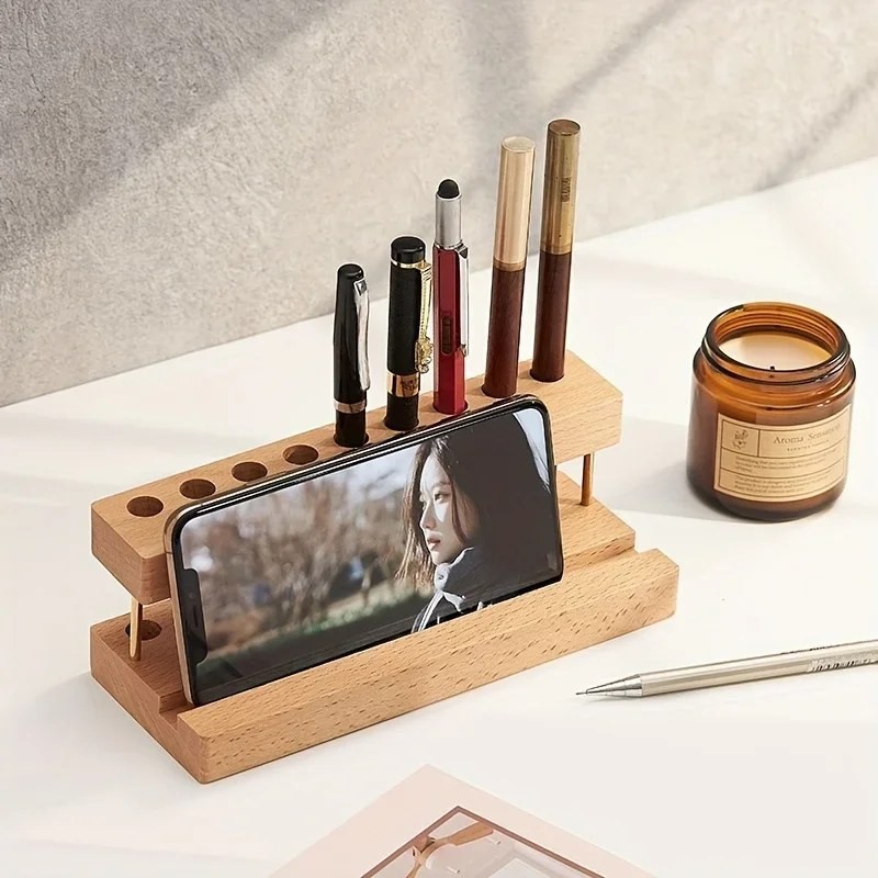 walnut wood desk organizer