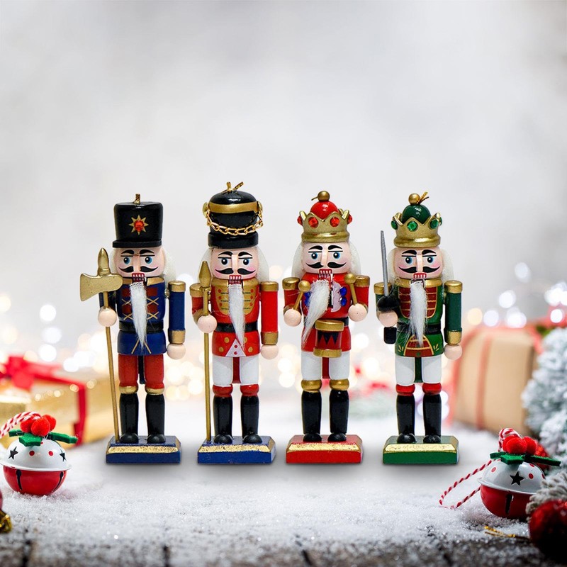 Milageto 4Pcs Nutcracker Statue Desktop Ornament Decor Housewarming Gift Nutcracker