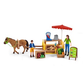 Schleich Farm World, 21-Piece Playset, Farm Toys for Girls and Boys Ages 3-8, Sunny Day Mobile Farm Stand (42528n)