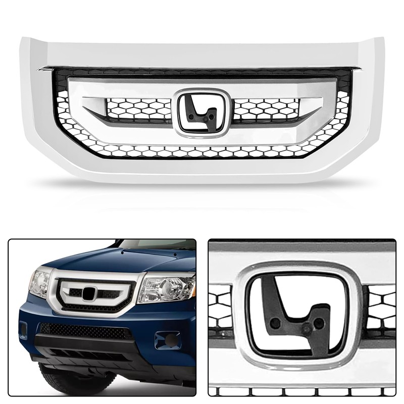 Partsflow Front Bumper Grill Upper Grille With Chrome Compatible With