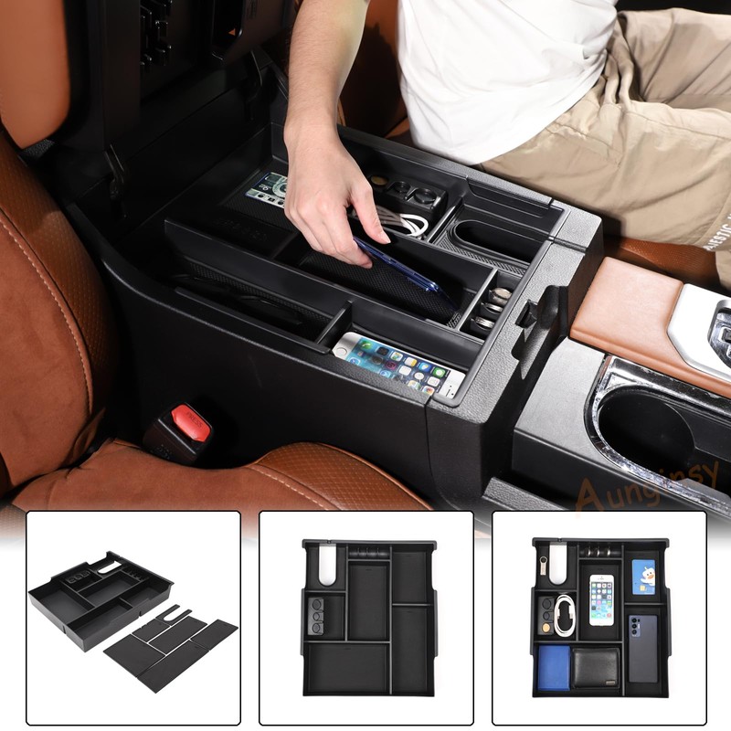 Aunginsy Car Armrest Box Storage Box Compatible with Toyota Tundra