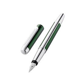 Pelikan Pura P40 Fountain Pen, Forest Green, Nib B (wide), High-Quality Cartridge Fountain Pen in Gift Case, 822862