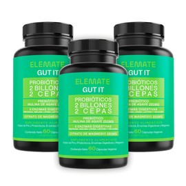Gut it Probiotic | Suplemento Natural | Probióticos, Prebióticos, Enzimas Digestivas, Citrato de Magnesio | 60 Cap Veganas | Apoyo Digestivo | Elemate