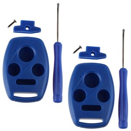 NO CUTTING NEEDED - 2 Key Fob Keyless Entry Remote Shell Case & Pad fits Honda 2003-2012 Accord / 2006-2013 Civic EX / 2009-2015 Pilot /2005-2006 CR-V (Blue)