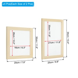 PATIKIL Wooden Paper Making Screen, 4 Pack Paper Making Mould Frame Papermaking Mould Deckle for DIY Paper Craft Dried Flower Handcraft, 2 Size