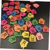 50Pcs Cardboard Gingerbread House Vintage Buttons House Shaped Buttons Wood
