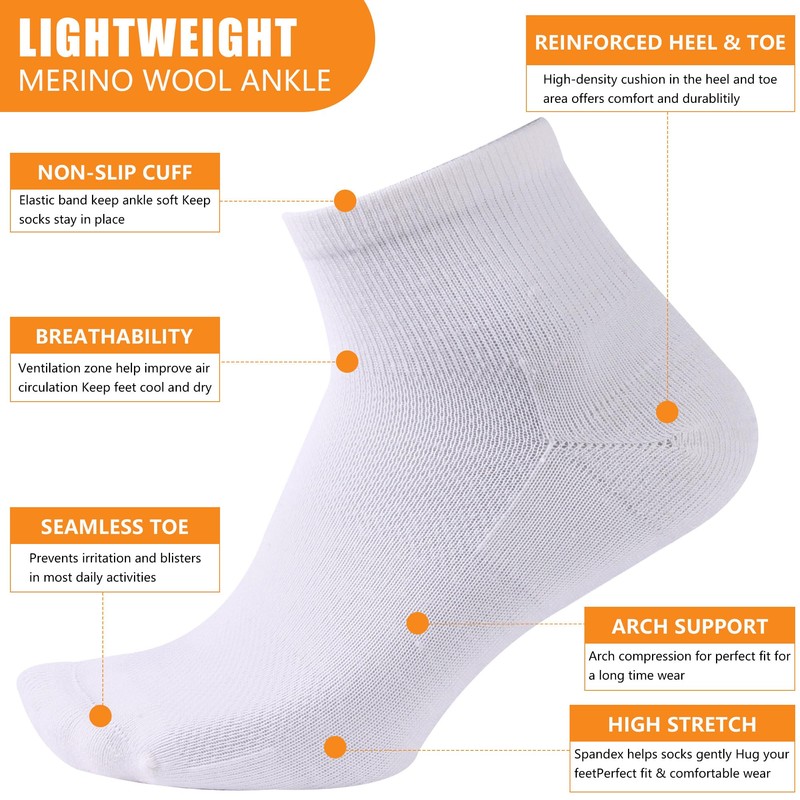 RZTT 90% Merino Wool Socks for Men Athletic Low Cut