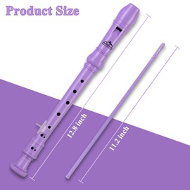 Eastrock Recorder German Soprano Instrument Recorder 3 Pieces for Beginners with Cleaning Rod, Finger Board, Packing Bag, Thumb Rest, Purple