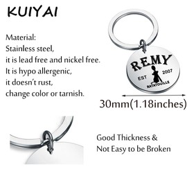 KUIYAI Remy Chef Movie Merchandise Gift Remy Lovers Gift Remy Rat Gift WDW Magic Kingdom Gift Remy Ratatouille Est 2007 Keychain (REMY2007 KS)