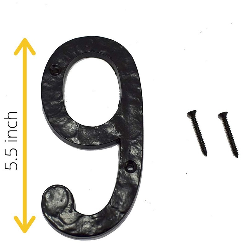 WIGANO 5.5"Hotel House Door Numbers Cast Iron Black (9 (Nine))