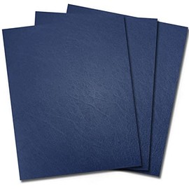 Binditek 50 Pack 16mil Leather Textured Polycovers - Binding Presentation Covers for Business Reports and Proposals 8-1/2 x 11 Inches, Navy