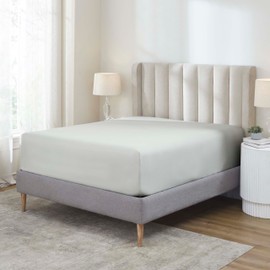 Superior Apus Cotton Bed Sheet, Sateen Weave, Soft Bedding, Modern Luxury, Comfortable, Easy Care Home Decor Essentials, Solid Design, 20" Deep Pocket Fitted Sheet, Queen, Silver