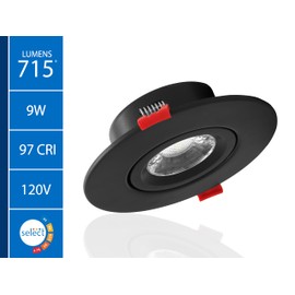 NICOR Lighting DGC 4-inch Black Selectable Canless Adjustable Gimbal LED Recessed Downlight (DGC43120SRDBK)