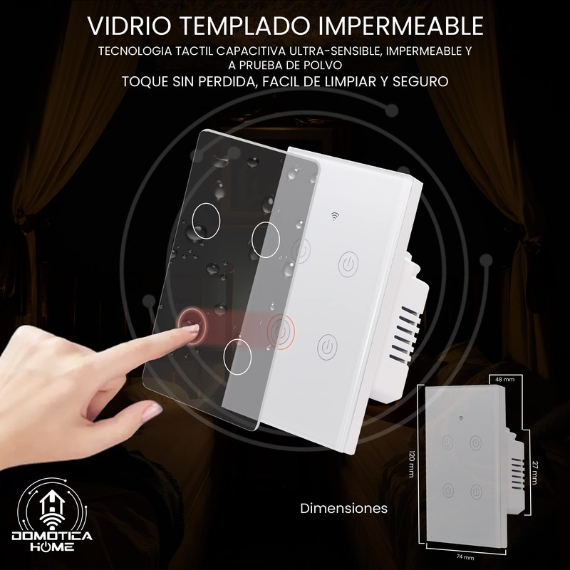 Apagador Inteligente WiFi Touch 2 Botones: Control de Voz con