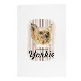 Purely Home Yorkie Tea Towel - Yorkshire Terrier This House Belongs to the Dog - Panama Cotton Kitchen Dish Towel/Drying Cloth - 67cm x 45cm - Gift for Dog Lovers