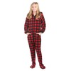 Hoodie Footed Onesie Buffalo Red & Black Plaid Fleece Footed