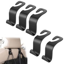 BOJOOM - Gancho Universal Multifuncional para Reposacabezas de Coche, 5 pcs Bolso, Paraguas, Gancho de Almacenamiento para Todos los Coches (Negro)