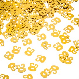 WILLBOND Gold 50. Geburtstag Konfetti, 50 Nummer Konfetti, 50. Party Confetti, 2 Taschen (1400 Stück)