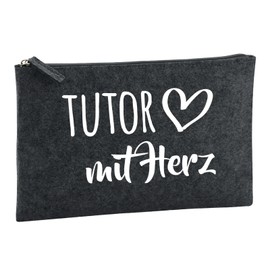 Huuraa Toiletry Bag Tutor with Heart Gift 1 Litre Charcoal Felt Tutor Gift Idea