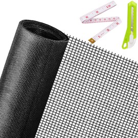 Replacement Window Screens, 48X118 Inch Durable Window Screen Mesh for Patio Porch Door Windows, DIY Adjustable Fiberglass Screen Repair Kit Sliding Net Roll Pet, Black by Ouskr