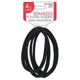 DONNA Large Seamless Ponytail Holders 4PCS BLACK